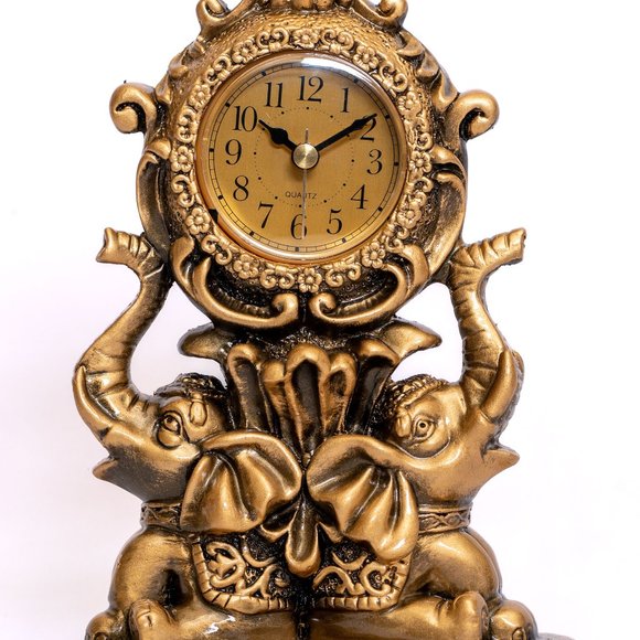 9.5" Elephant Retro Mantel Clock,Battery Operated Decorative Tabletop Clock - Picture 2 of 5